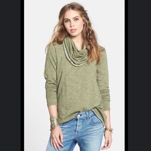 Free People Green Cocoon Cowl Neck Sweater Two Body